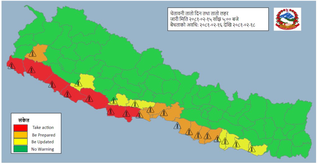 पश्चिम तराईमा तीन दिनसम्म तातो हावा र तातो लहरको सम्भावना